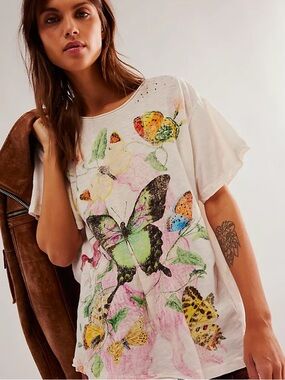 Free People/Magnolia Pearl Butterfly Spring Tee - OS - NWT
